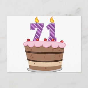 Age 71 on Birthday Cake Postcard
