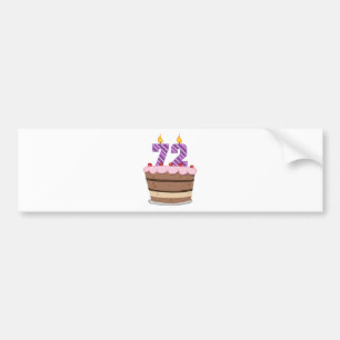 Age 72 on Birthday Cake Bumper Sticker