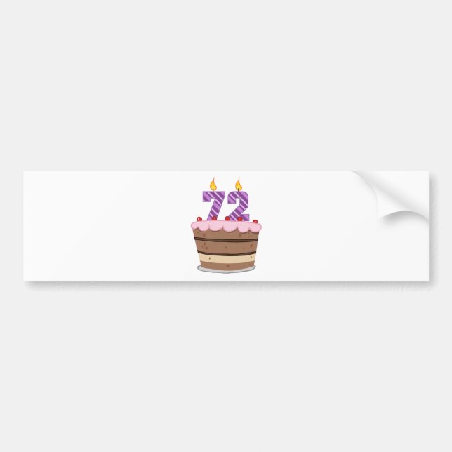 Age 72 on Birthday Cake Bumper Sticker (Front)