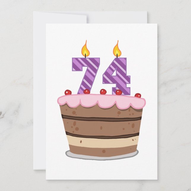 Age 74 on Birthday Cake Card (Front)