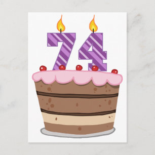 Age 74 on Birthday Cake Postcard