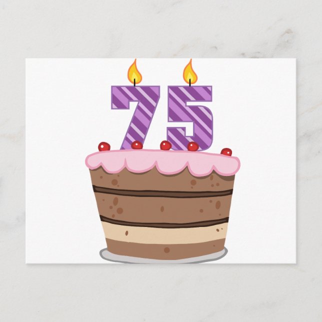 Age 75 on  Birthday Cake Postcard (Front)