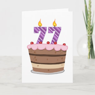 Age 77 on Birthday Cake Card