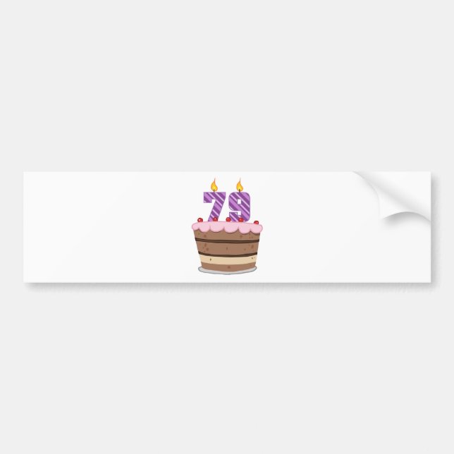 Age 79 on Birthday Cake Bumper Sticker (Front)