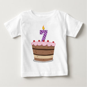 Age 7 on Birthday Cake Baby T-Shirt