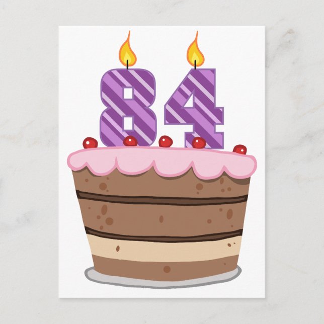 Age 84 on Birthday Cake Postcard (Front)