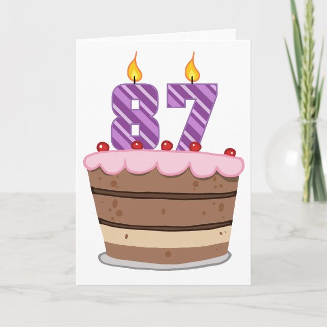 Age 87 on Birthday Cake Card (Front)