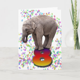 Age 8, a happy elephants birthday card