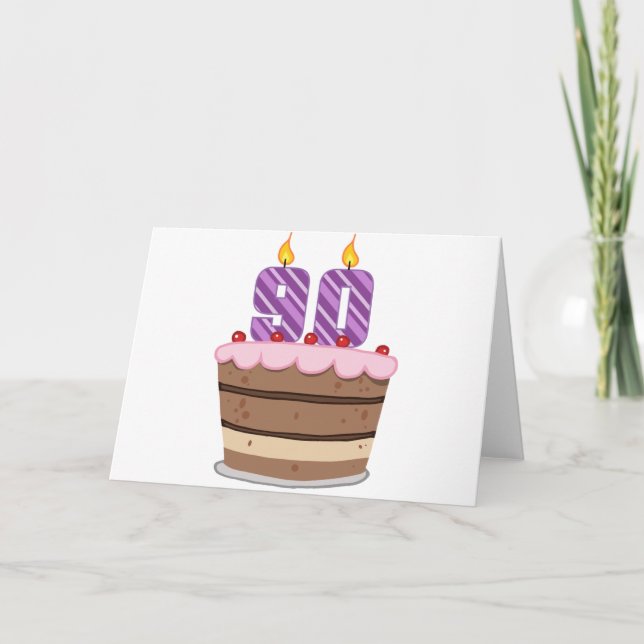 Age 90 on Birthday Cake Card (Front)