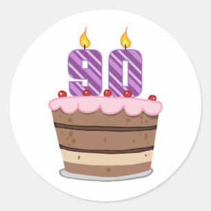 Age 90 on Birthday Cake Classic Round Sticker