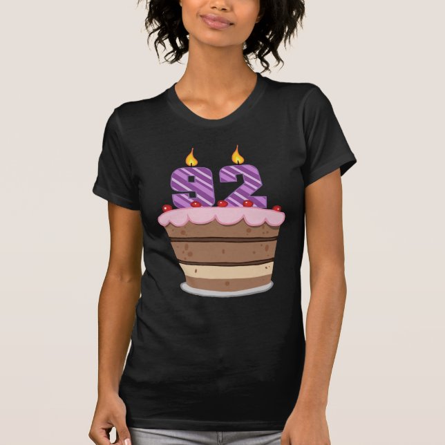 Age 92 on Birthday Cake T-Shirt (Front)