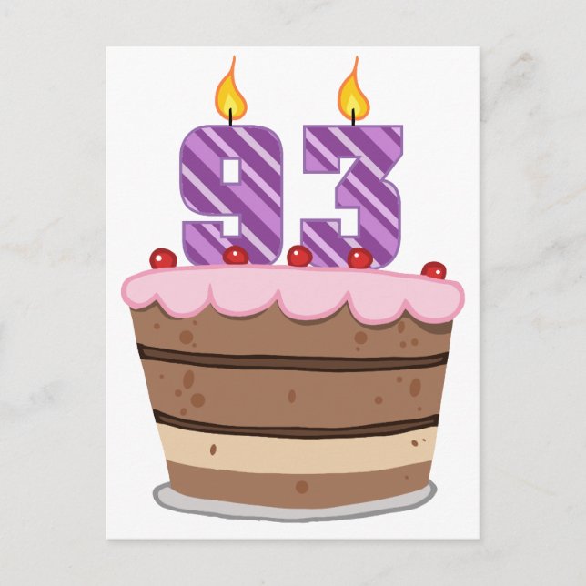Age 93 on Birthday Cake Postcard (Front)