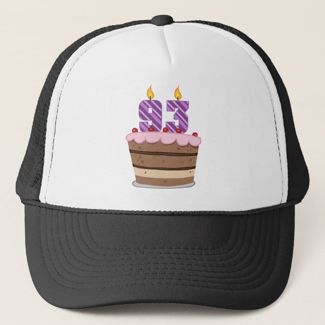 Age 93 on Birthday Cake Trucker Hat (Front)