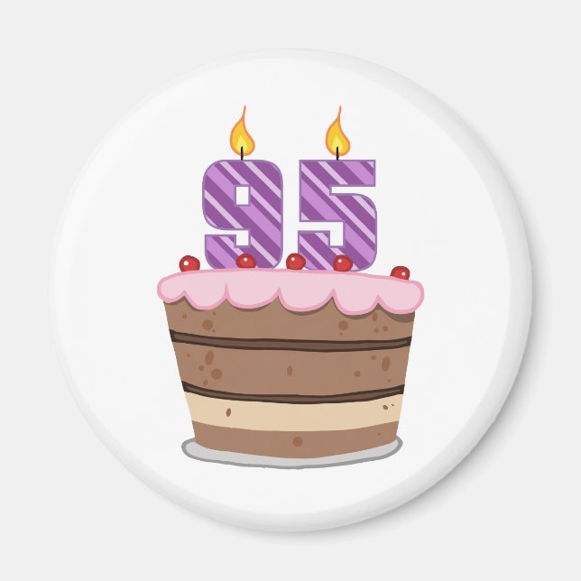 Age 95 on Birthday Cake Magnet (Front)