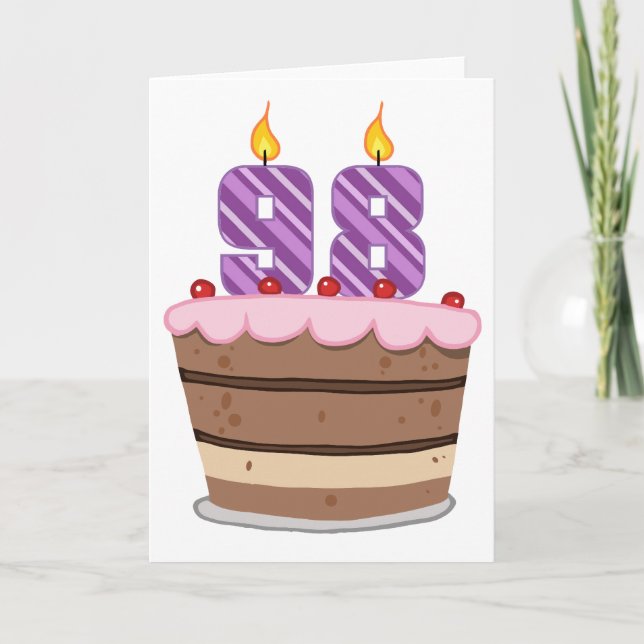 Age 98 on Birthday Cake Card (Front)