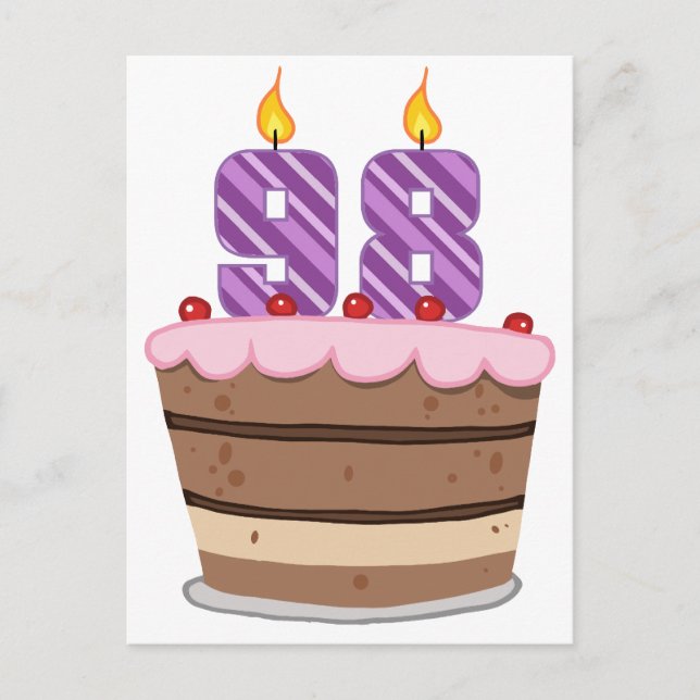 Age 98 on Birthday Cake Postcard (Front)