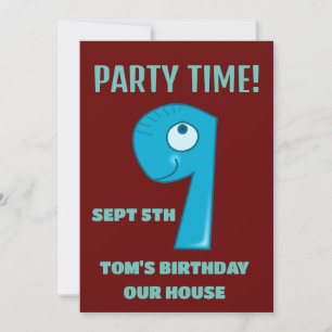 AGE 9 BIRTHDAY 9TH PARTY DINO CUSTOM INVITATIONS