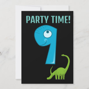 AGE 9 BIRTHDAY 9TH PARTY DINOSAUR INVITATIONS