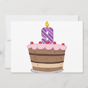 Age 9 on Birthday Cake Card