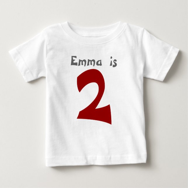 Age and Name  Customisable 2nd Birthday Tshirt (Front)