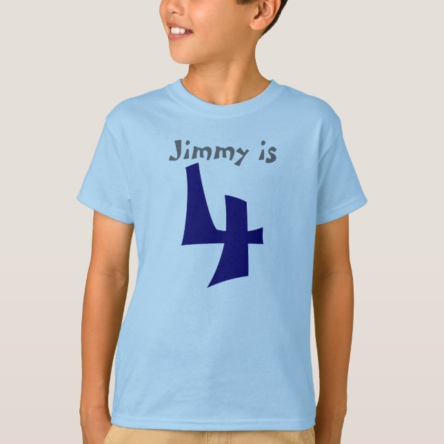 Age and Name  Customisable 4th Birthday Tshirt (Front)