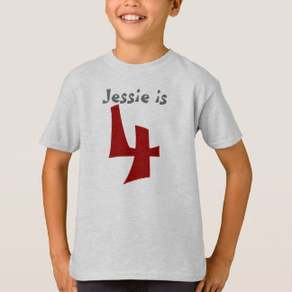 Age and Name Customisable 4th Birthday Tshirt
