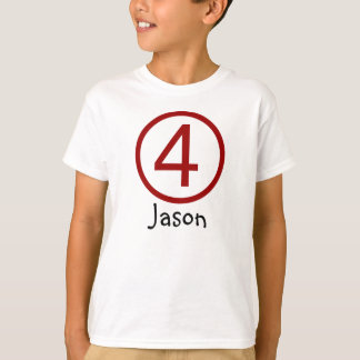 Age and Name Customisable 4th Birthday Tshirt