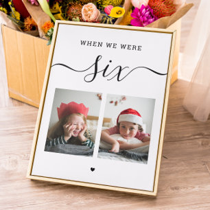 Age and photo. Black white wedding table number