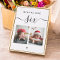 Age and photo. Black white wedding table number