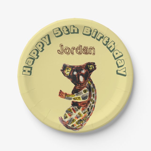 Age Birthday Koala Bear Animal Personalised Paper Plate (Front)