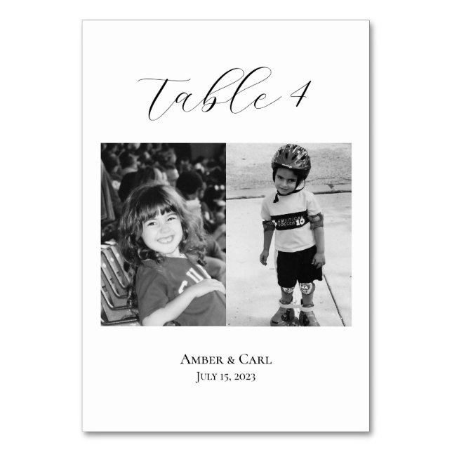 Age Childhood Photos Wedding Table Card Numbers (Front)