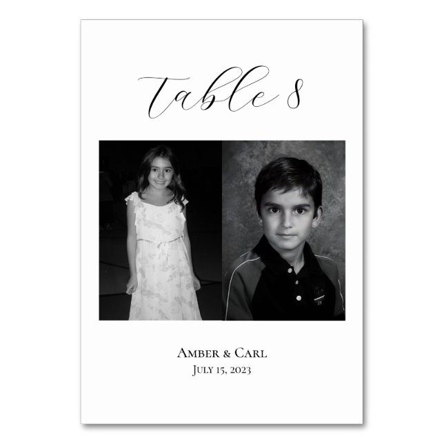 Age Childhood Photos Wedding Table Card Numbers (Front)