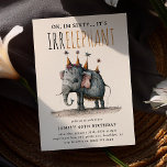Age is IRRELEPHANT' Funny Whimsical Birthday Invitation<br><div class="desc">OK,  I'M (add age)... . IT'S IRRELEPHANT' Funny Birthday Invitation. This design features an hilarious illustration of grumpy elephant wearing four party hats. The humourous saying can be customised to any age and will raise a smile amongst family and friends.</div>