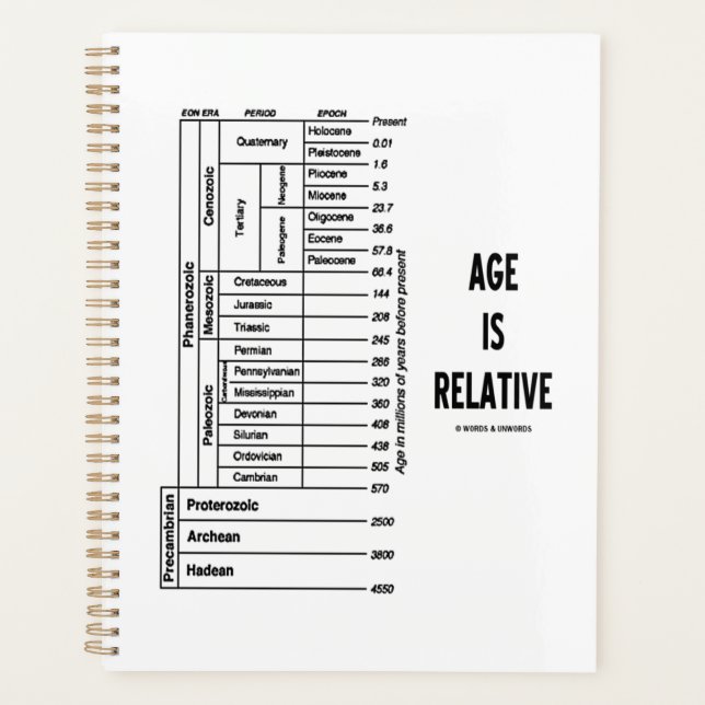 Age Is Relative Geological Time Chart Geek Humour Planner (Front)