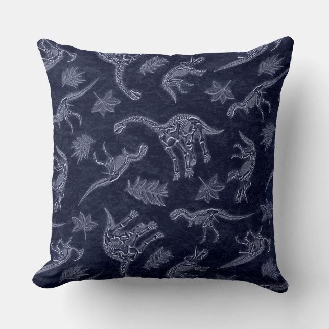 Age Of Dinosaurs Skeleton Pattern Throw Pillow (Front)