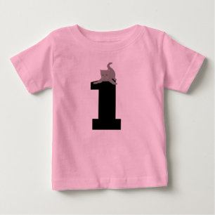 Age one (1) birthday Kitten Cat Pink T-Shirts