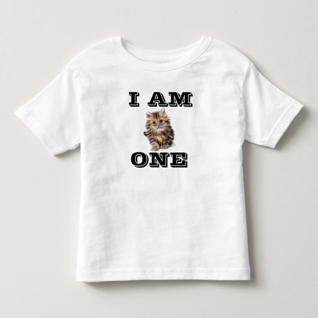 AGE ONE (1) CAT KITTEN KIDS T-SHIRTS (Front)