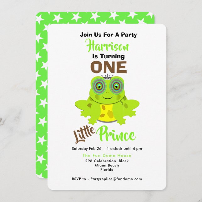 Age One 1st Birthday One Little Prince Cute Invitation (Front/Back)