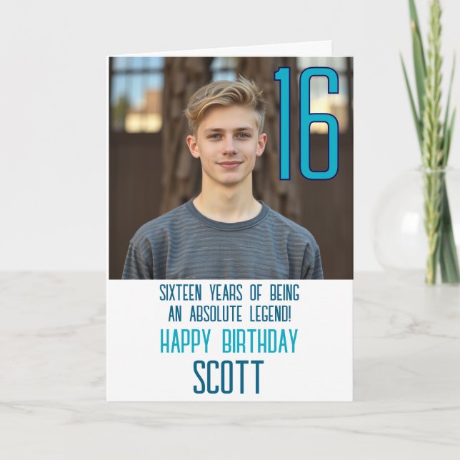 Age Sixteen Photo Birthday Card (Front)
