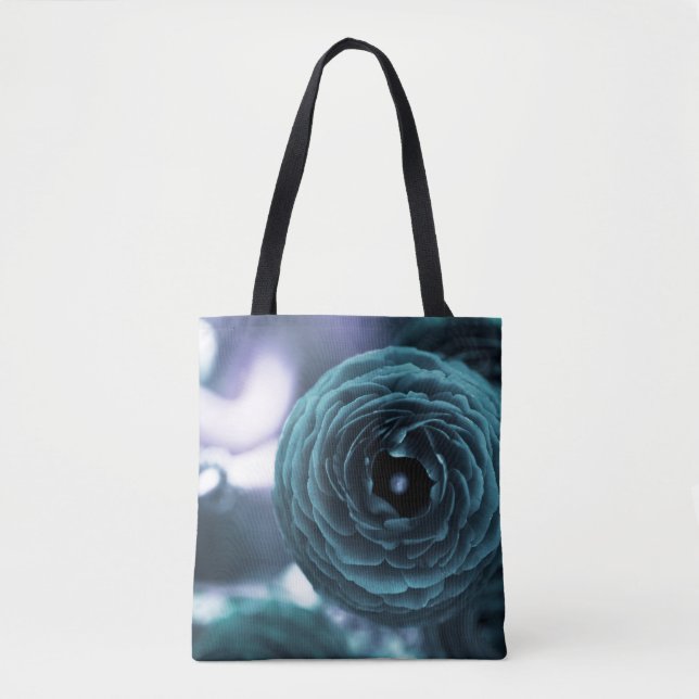 Aged Aqua Floral Tote Bag (Front)