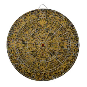 Aged Aztec Sun Stone Calendar Dartboard