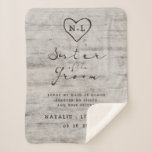 Aged Birch Sister of the Groom Heartfelt Quote Sherpa Blanket<br><div class="desc">Carved Sweethearts Rustic Birch Wood with Aged Grey & Off White Birch Tree Bark Design, and a distressed patina weathered look. This reclaimed lumber design features the couple's initials carved into the heart shape within the tree. Also, distressed typography country chic fonts, along with an elegant vintage handwriting script font....</div>