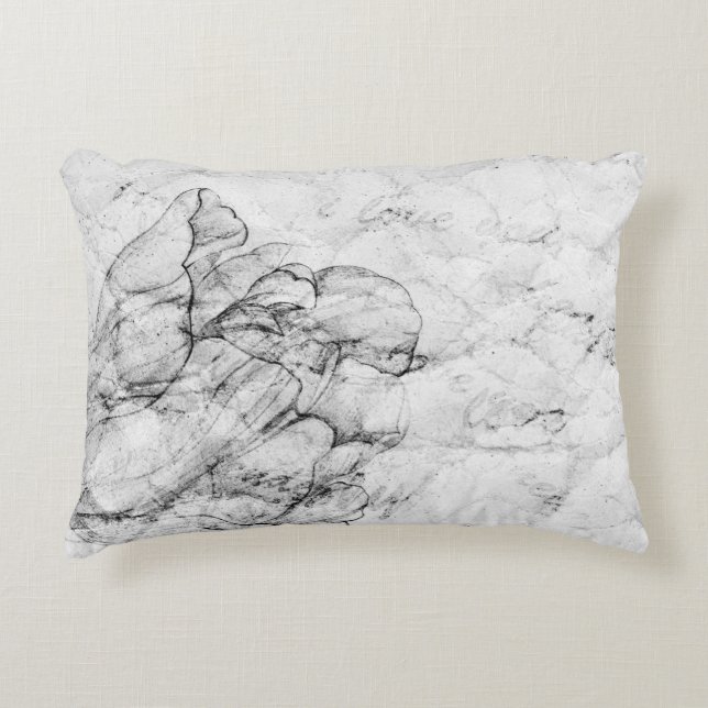 aged black and white postcard stylizationabstract, decorative cushion (Front)