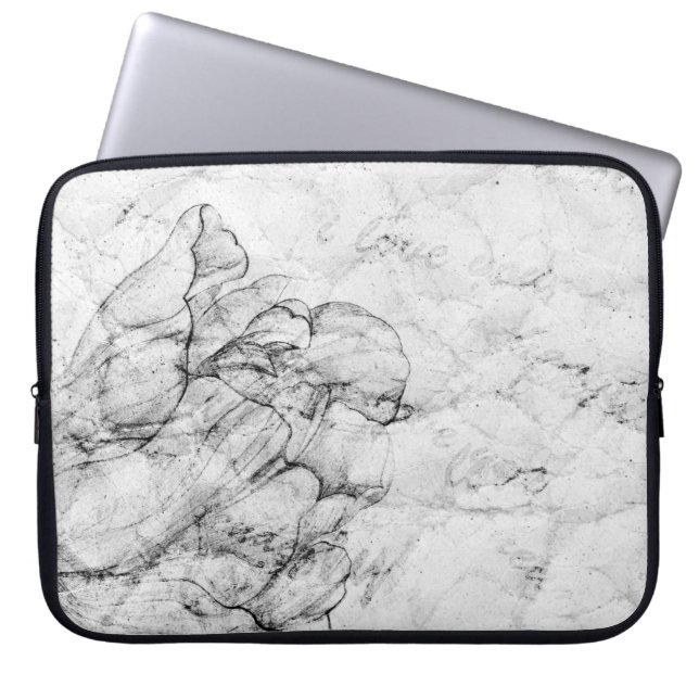 aged black and white postcard stylizationabstract, laptop sleeve (Front)