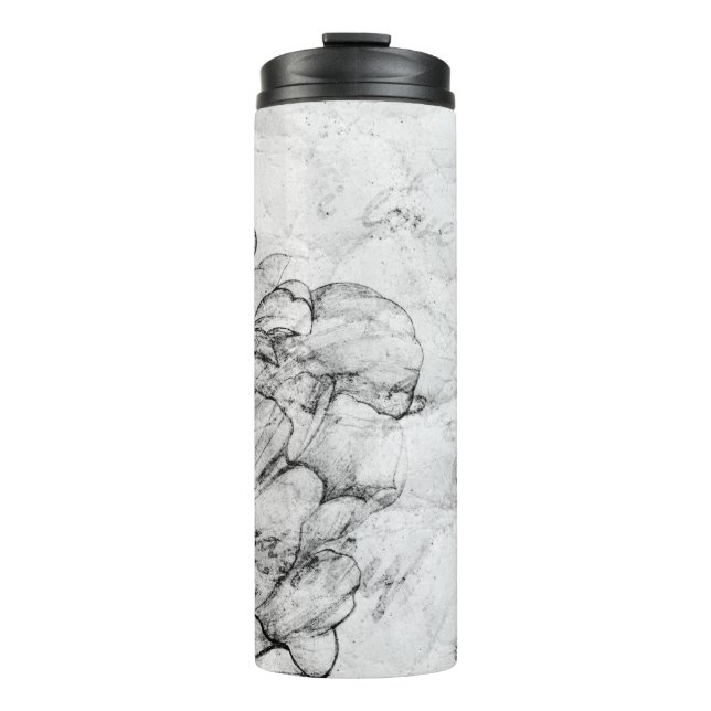 aged black and white postcard stylizationabstract, thermal tumbler (Front)