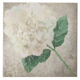 Aged Botanical Tile - Aqua and Bone V2