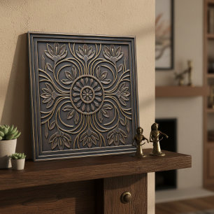 Aged Bronze Art Nouveau Floral #18 ID1193 Tile