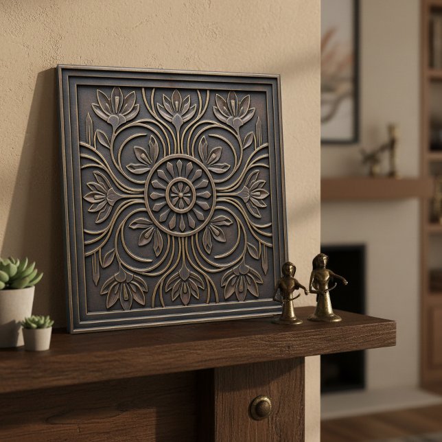 Aged Bronze Art Nouveau Floral #18 ID1193 Tile (Creator Uploaded)