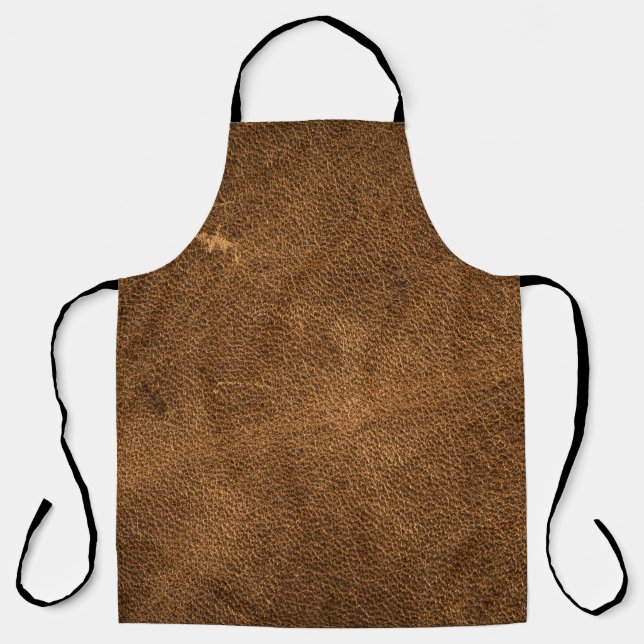 Aged Brown Leather: Classic Texture Apron (Front)