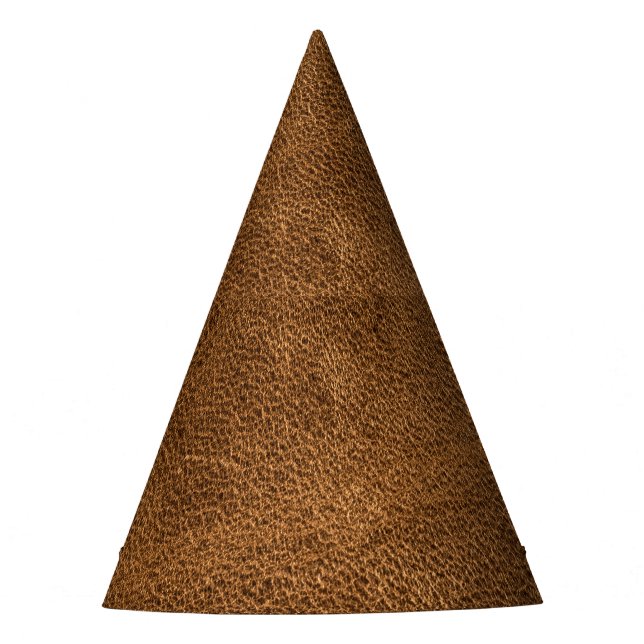 Aged Brown Leather: Classic Texture Party Hat (Front)